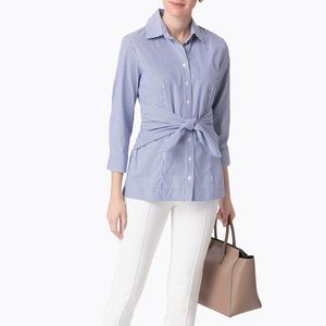 Rag & Bone blue and white striped tie-waist button-down shirt. 💙